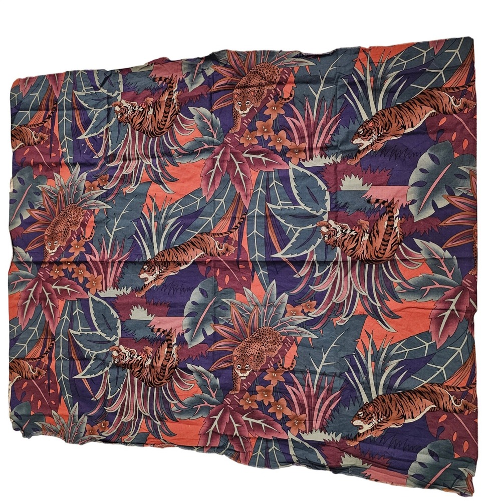 Alexander Henry Vintage Jungle Tiger Leopard Cotton Fabric 36x42 Purple Orange